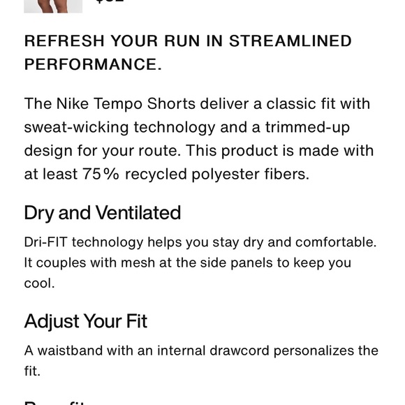 Nike tempo running shorts - Picture 3 of 3